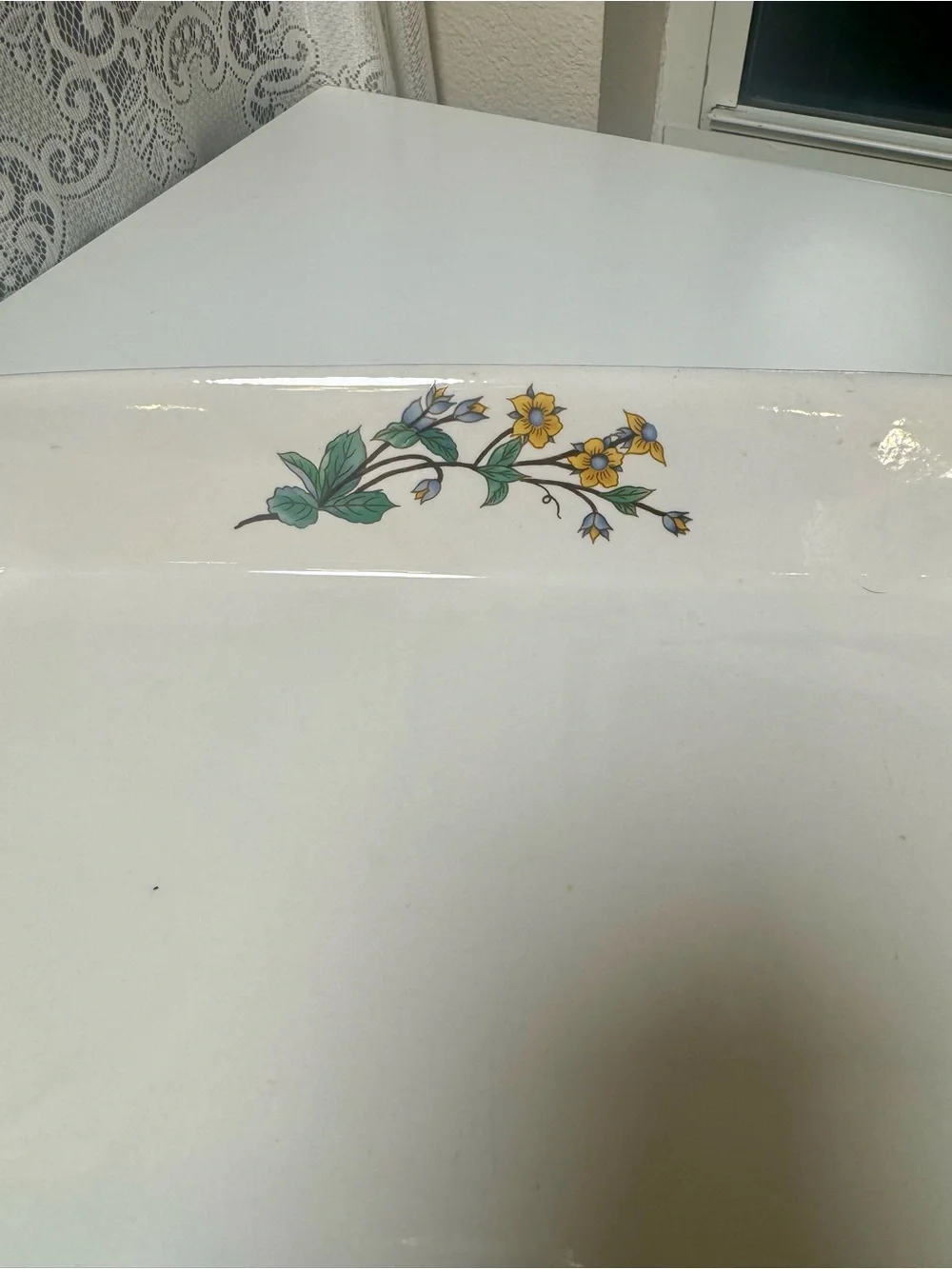 Vintage Floral Ceramic Baking Dish - White with Purple Accents